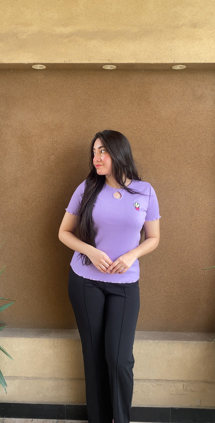 Lilac Cute Summer Lettuce Trim Top