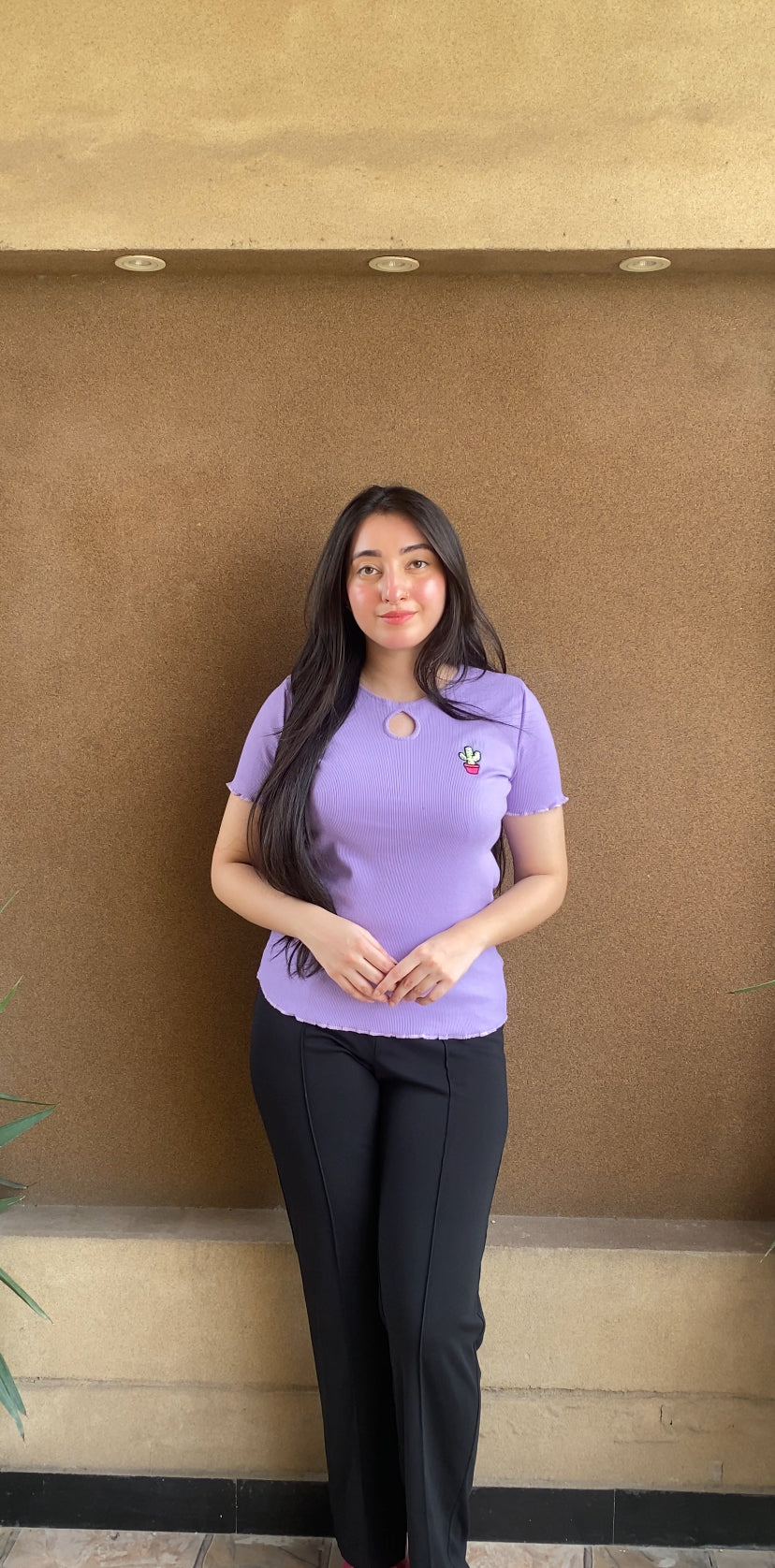 Lilac Cute Summer Lettuce Trim Top