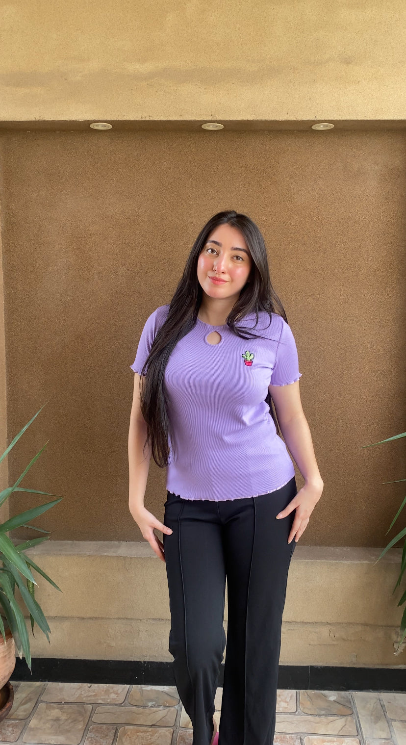 Lilac Cute Summer Lettuce Trim Top