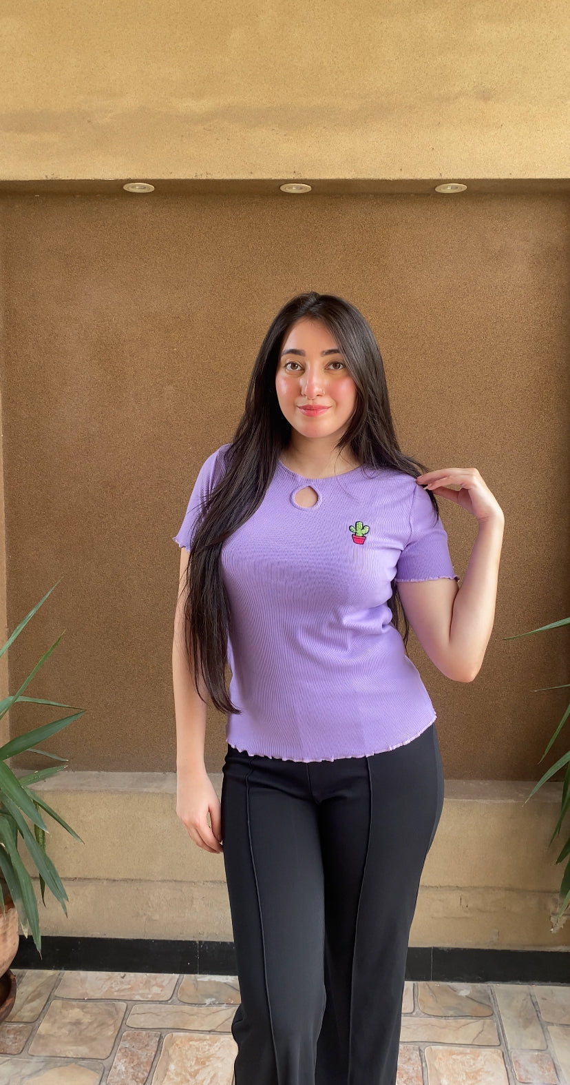 Lilac Cute Summer Lettuce Trim Top