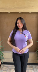 Lilac Cute Summer Lettuce Trim Top