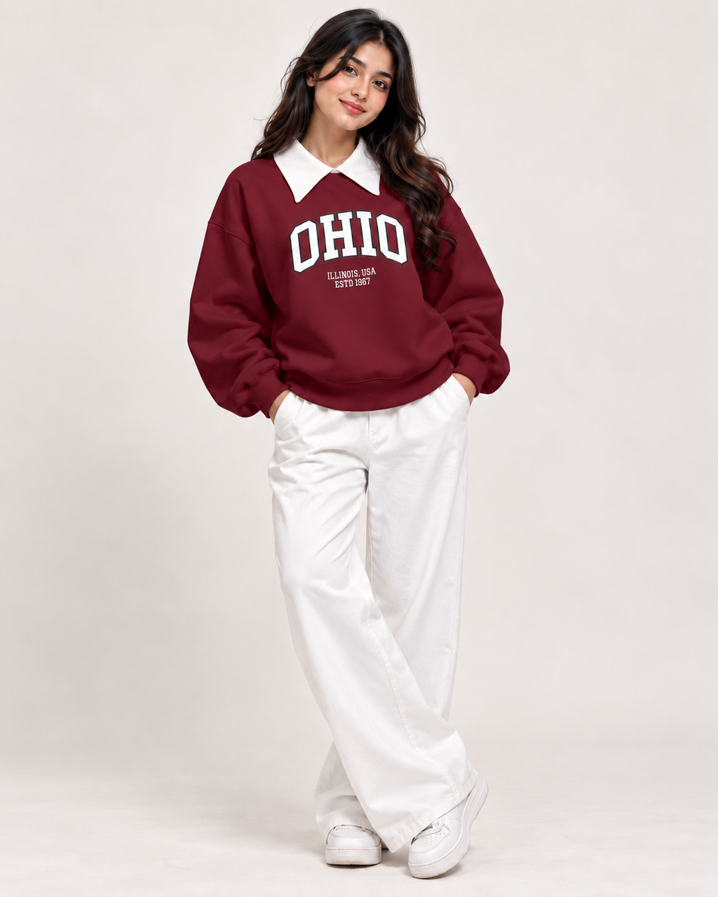 Comfy College Co-Ord – Baggy Sweatshirt & Wide-Leg Fit