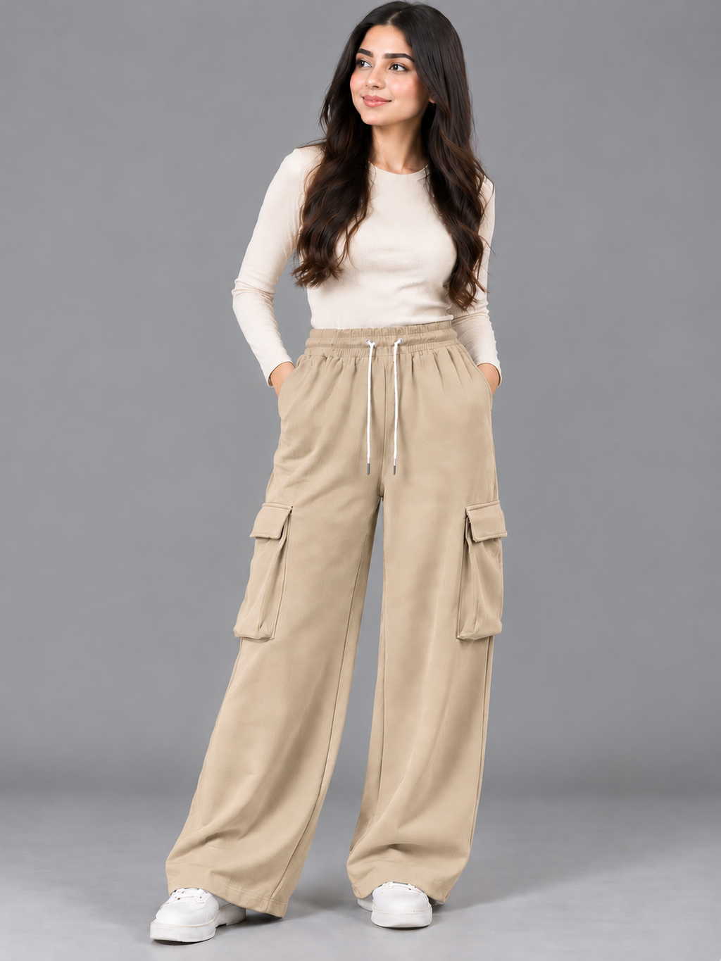 Women’s Premium Baggy Wide-Leg Cargo Trousers