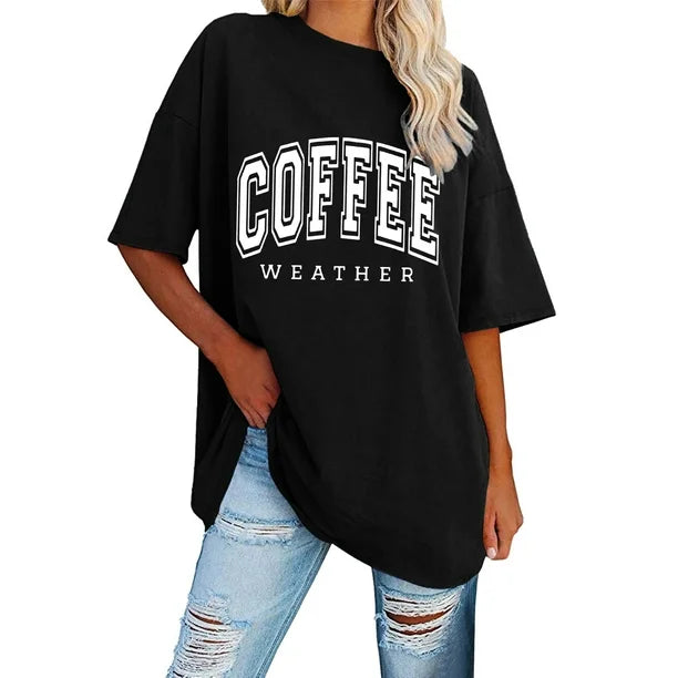 BLACK COFFEE WEATHER GRAPHIC OVERSIZED TSHIRT