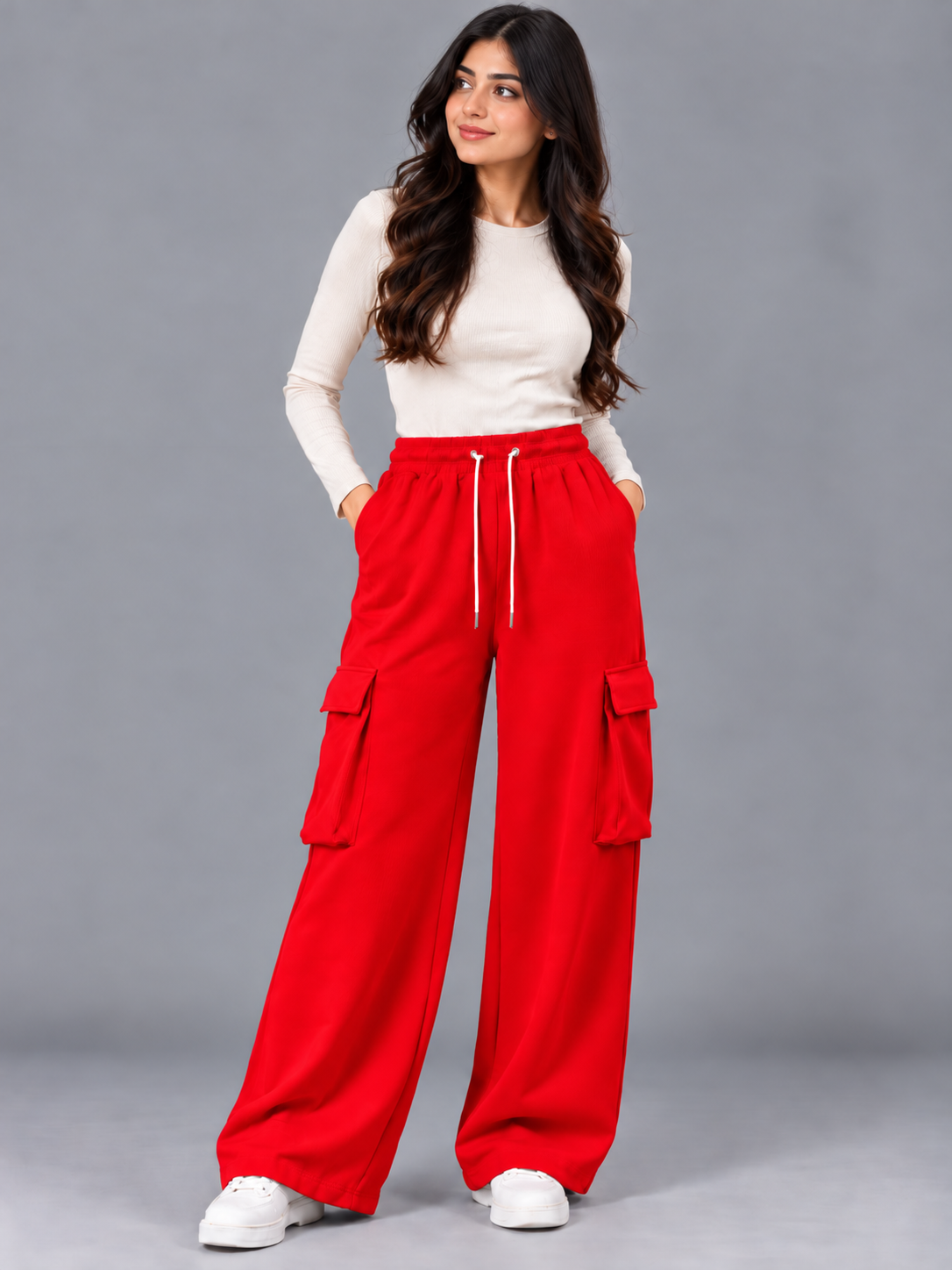 Women’s Premium Baggy Wide-Leg Cargo Trousers