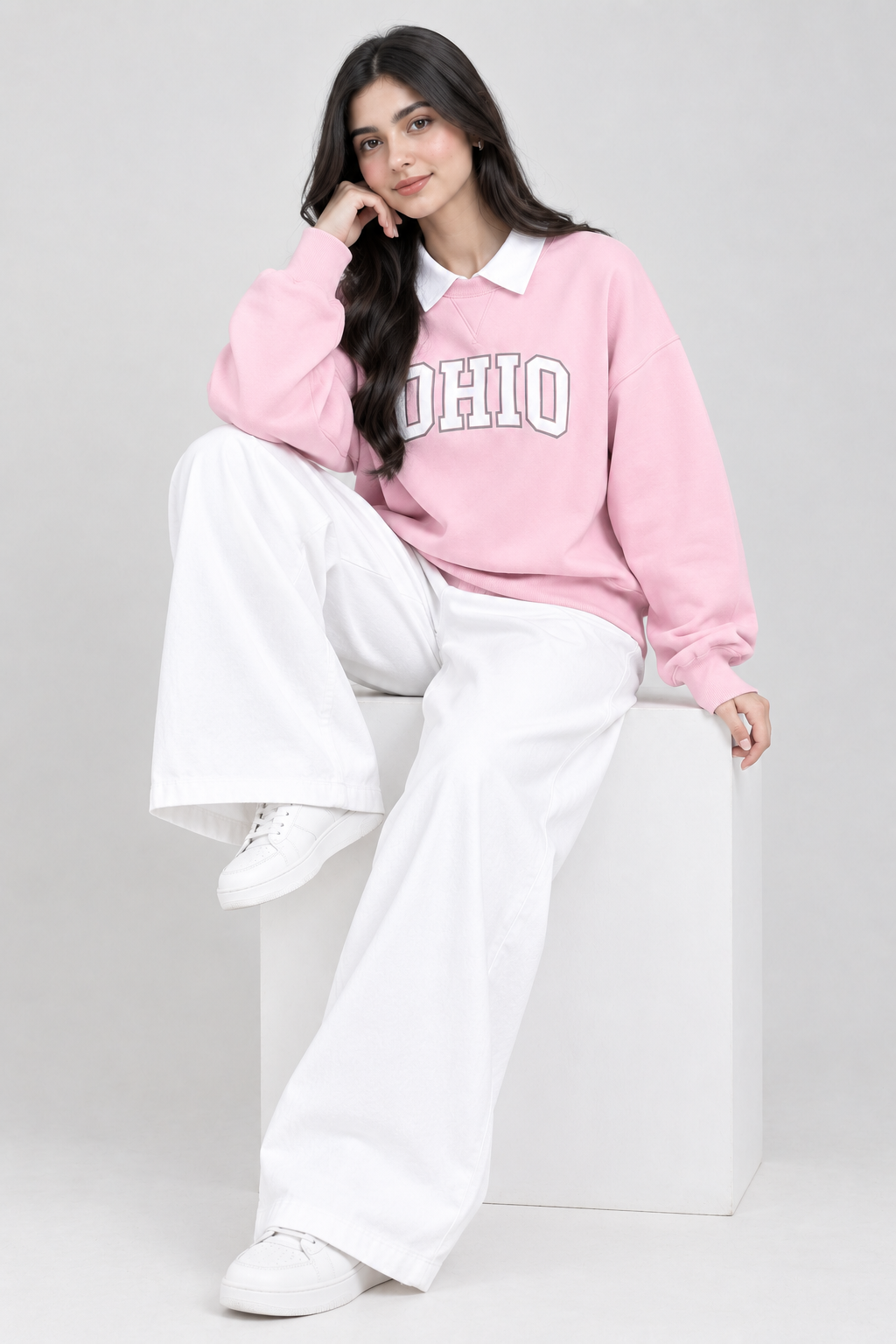 Comfy College Co-Ord – Baggy Sweatshirt & Wide-Leg Fit