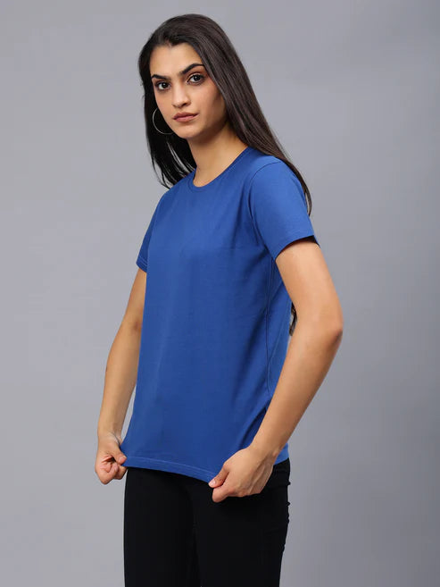 Womens Royal Blue Round Neck Tshirt