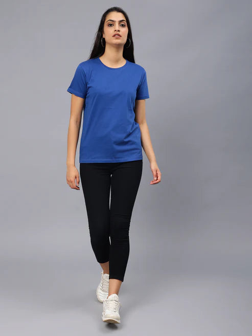 Womens Royal Blue Round Neck Tshirt