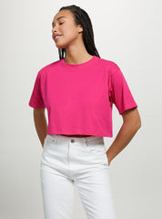 Womens Shocking Pink Plain Croptop