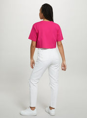 Womens Shocking Pink Plain Croptop