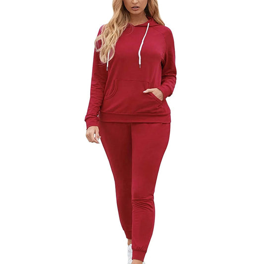 WOMENS MAROON FLEECE HOODIE CORD SET