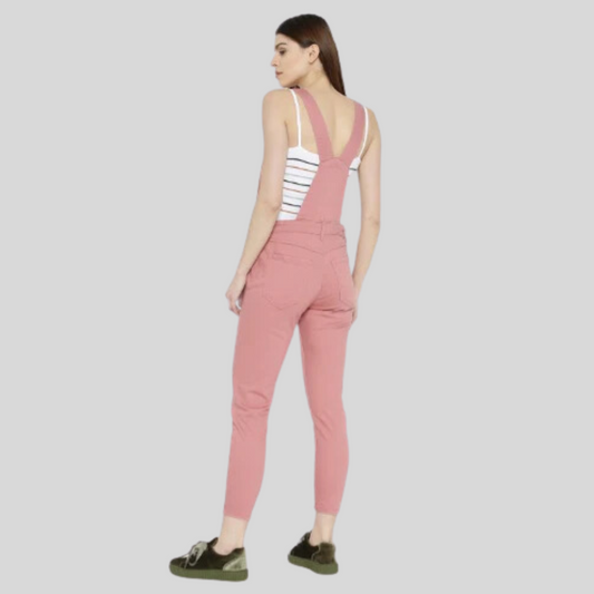 WOMENS PINK DENIM DUNGAREE