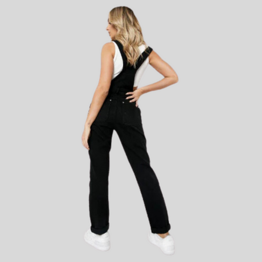 WOMENS BLACK DENIM DUNGAREE