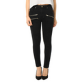 Women's Mid Rise Zipper Decor Stretchy Skinny Jeans