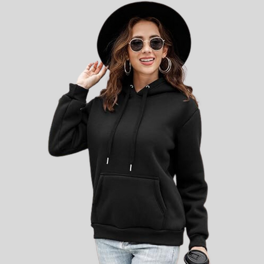 Womens Black Basic Over The Head Hoodie