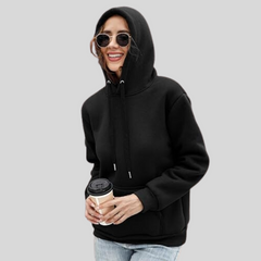 Womens Black Basic Over The Head Hoodie