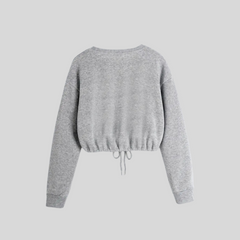 Womens Chic & Cozy Grey Printed  Crop Sweatshirt