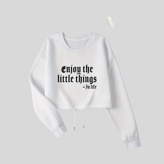 Womens Chic & Cozy White Crop Sweatshirt