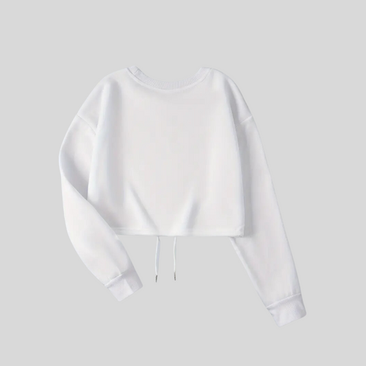 Womens Chic & Cozy White Crop Sweatshirt