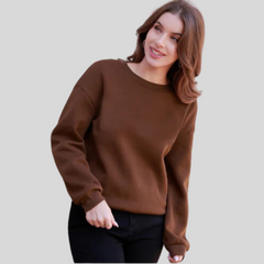 Womens Classic Dark Brown Fleece Sweatshirt