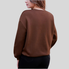 Womens Classic Dark Brown Fleece Sweatshirt