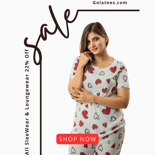 Womens Heart All Over' Comfy Nghtsuit & Sleepwear