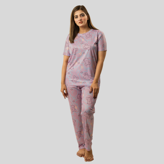 Womens Lilac Printed Sleepwear & Loungewear