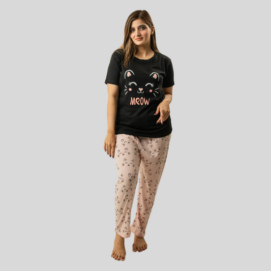 Womens MEOW Printed Sleepwear & Loungewear