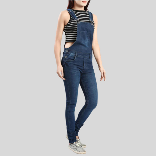 WOMENS DARK BLUE DENIM DUNGAREE