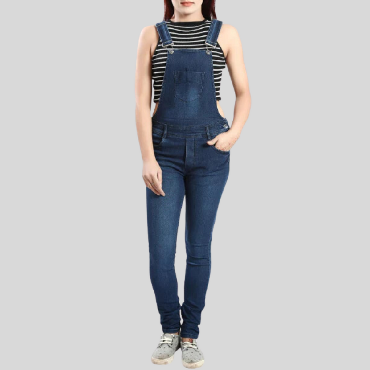 WOMENS DARK BLUE DENIM DUNGAREE