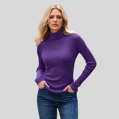 TURTLE NECK SOFT TOUCH LONG SLEEVE FINE-GAUGE MOCK NECK TOP