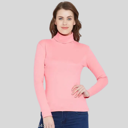 TURTLE NECK SOFT TOUCH LONG SLEEVE FINE-GAUGE MOCK NECK TOP