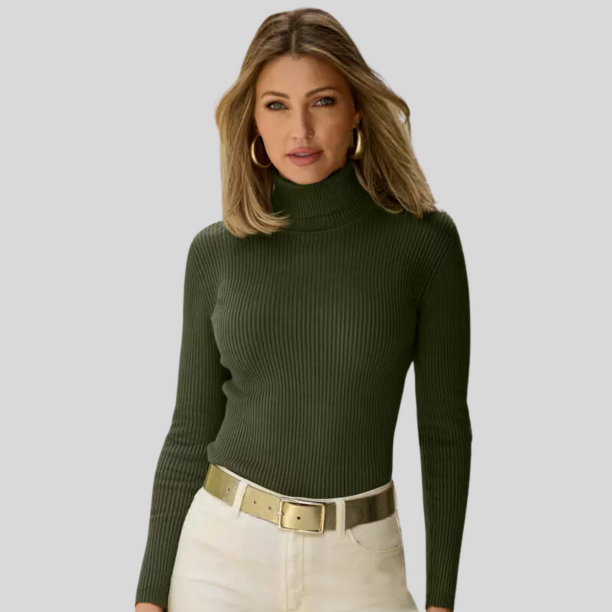 TURTLE NECK SOFT TOUCH LONG SLEEVE FINE-GAUGE MOCK NECK TOP