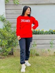 Womens Fleece Dreamer Cozy Sweatshirt & Trouser Co-ord Set