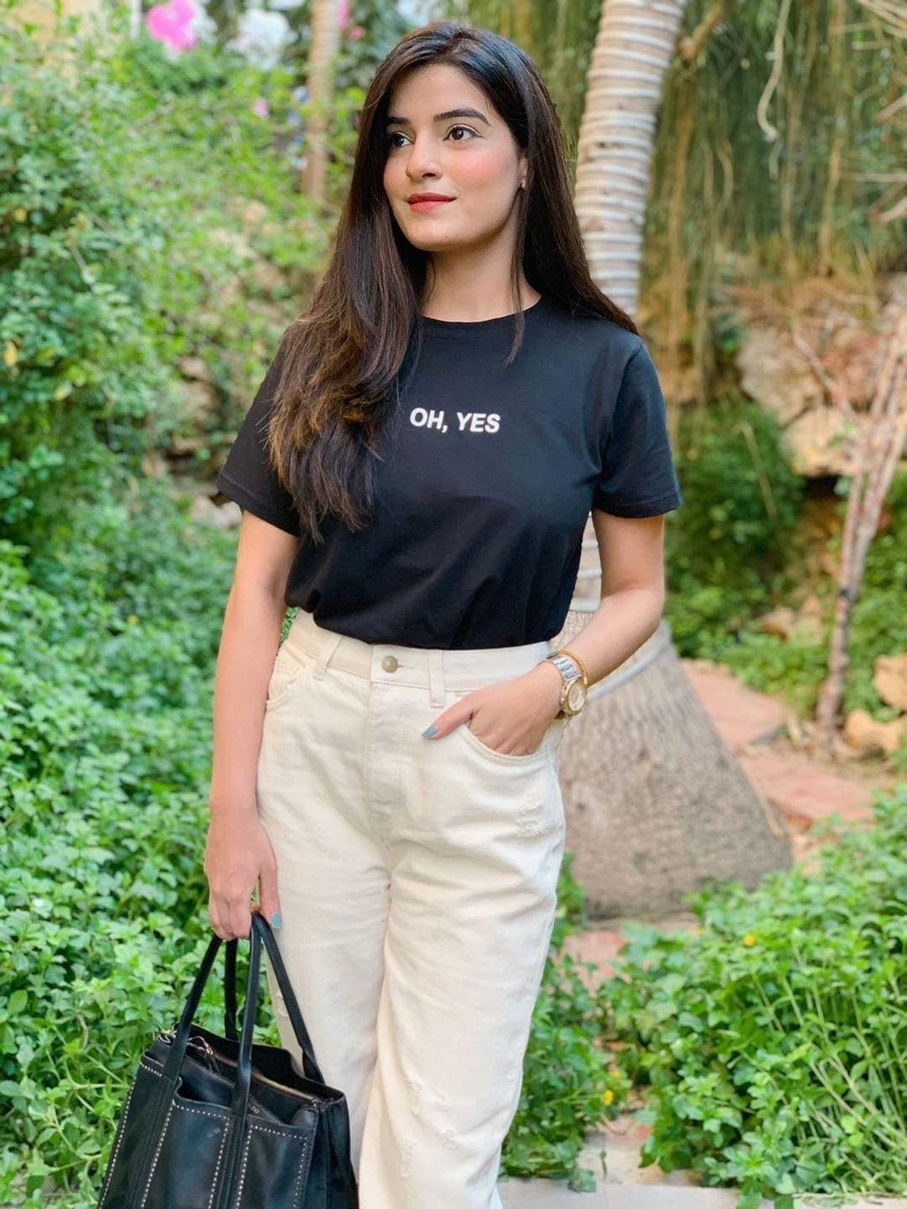 Off-White High Rise Ripped MOM Fit Jeans