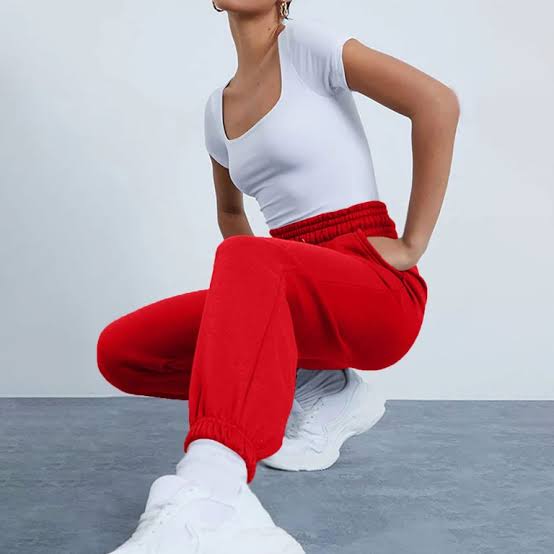 "Women's Red Fleece Jogger Trousers