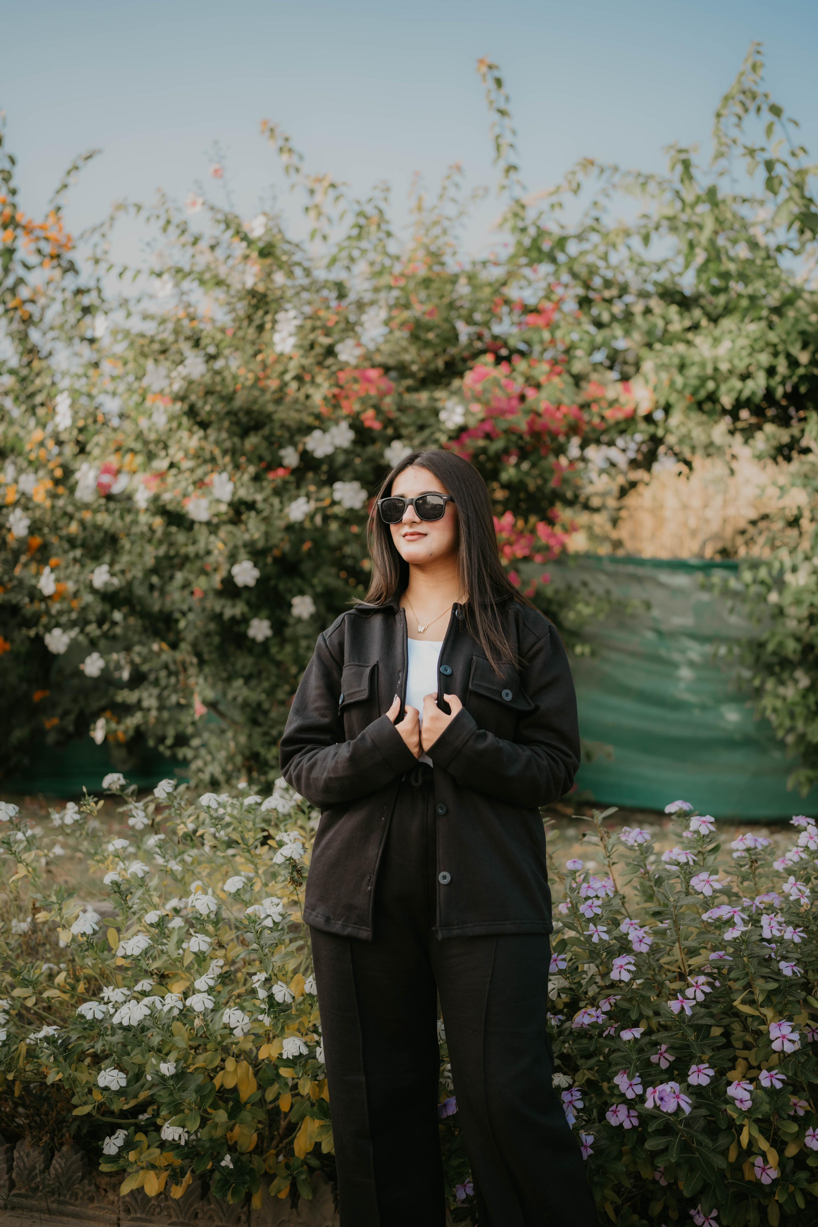 Womens Black Flap Pocket Fleece Cord Set