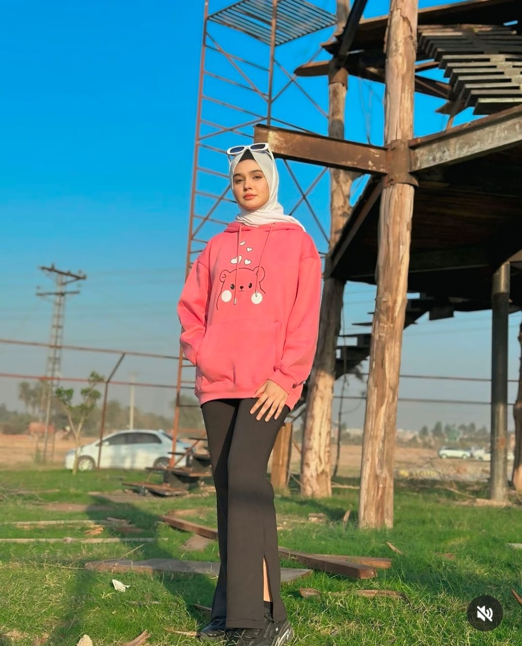 Womens Pink Graphic Hoodie Cord Set