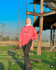 Womens Pink Graphic Hoodie Cord Set