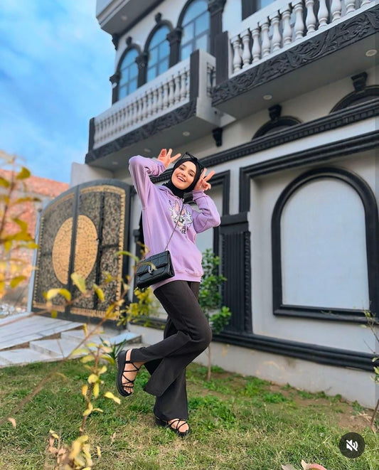 Womens Lilac Graphic Hoodie Cord Set