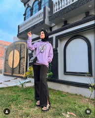 Womens Lilac Graphic Hoodie Cord Set