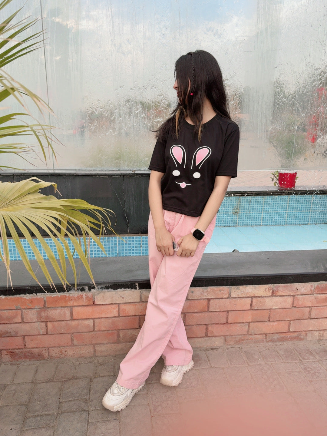 Womens Summer Pleated Cotton Pants With Croptop