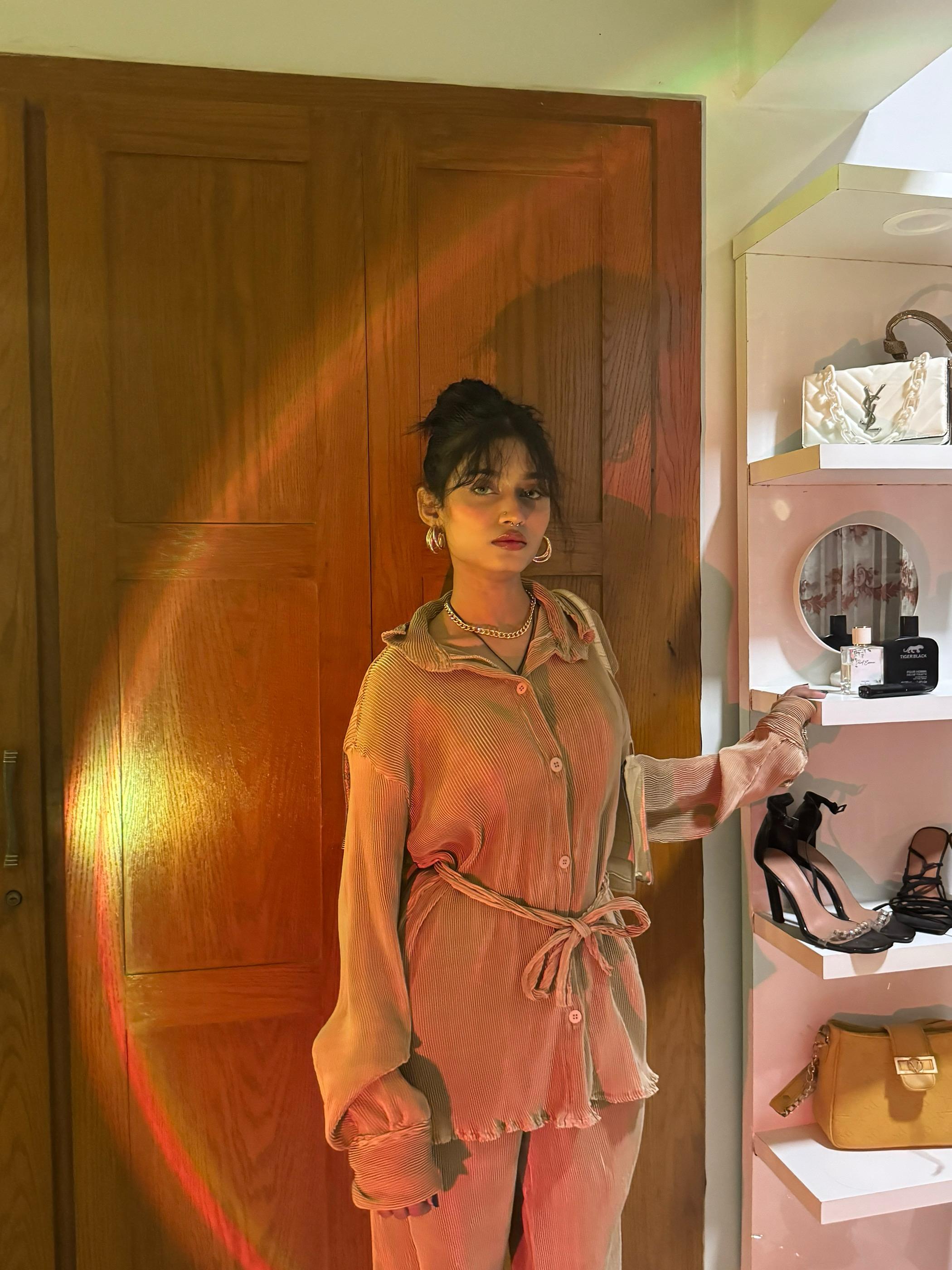 LUXURY PLEATED SILK CORDS SET FOR WOMEN