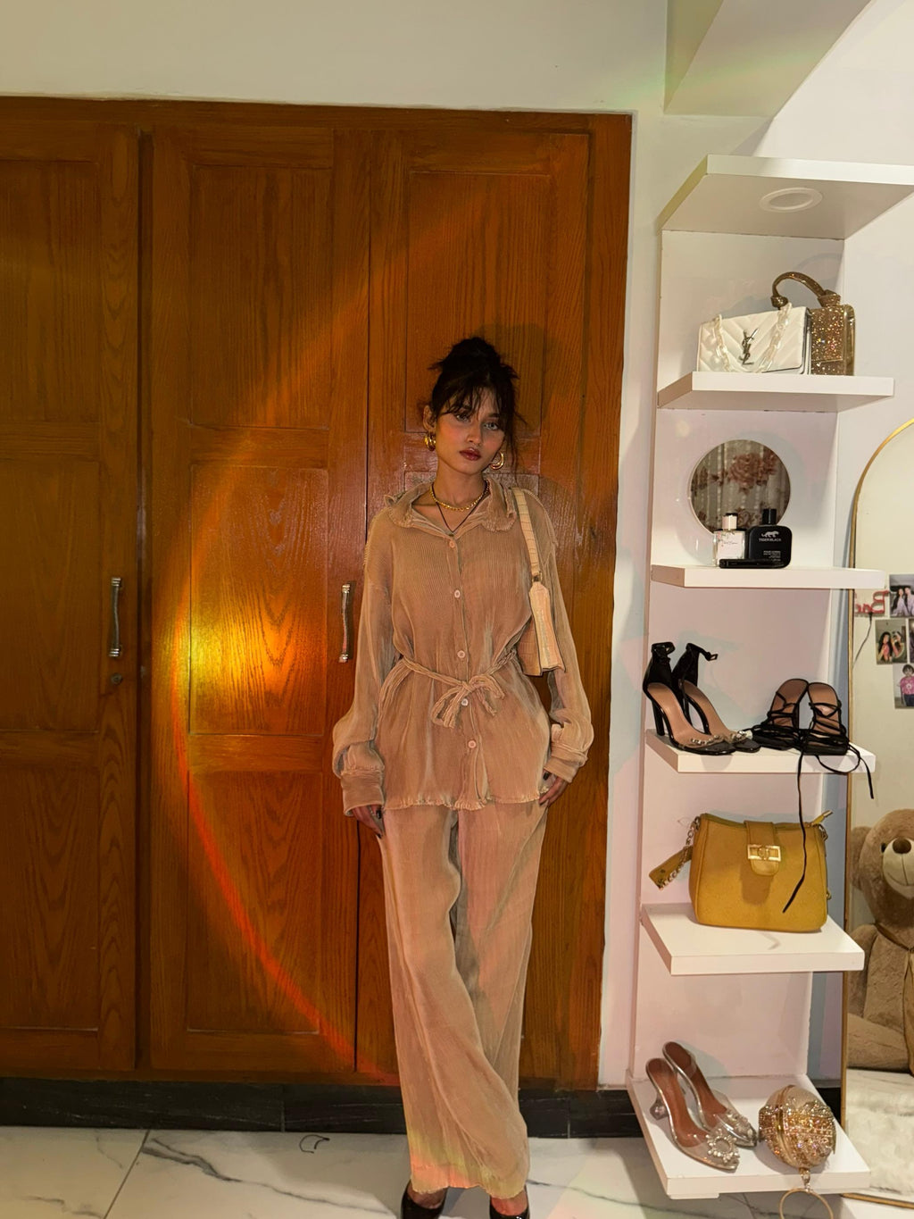 LUXURY PLEATED SILK CORDS SET FOR WOMEN