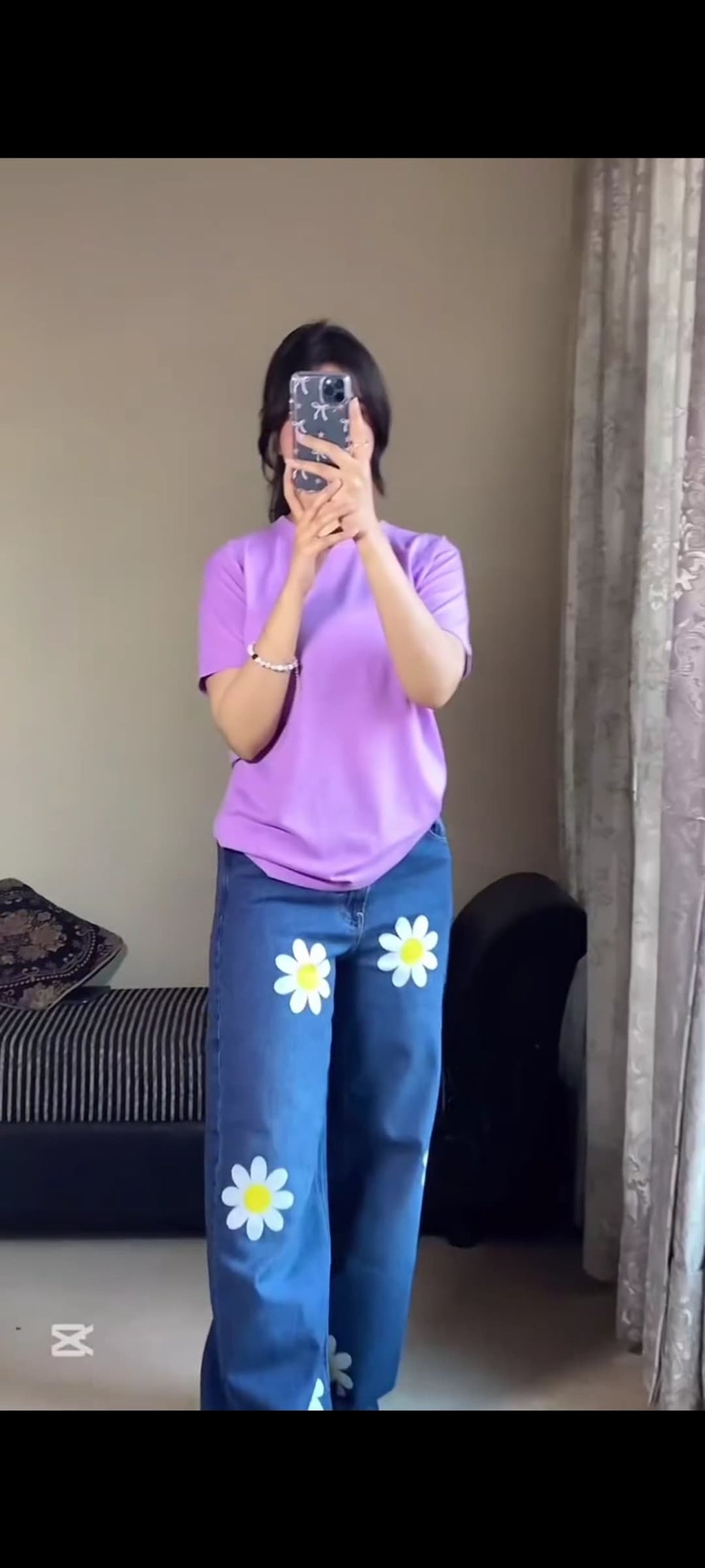 Women’s Trendy Flower-Printed Jeans