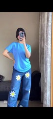 Women’s Trendy Flower-Printed Jeans