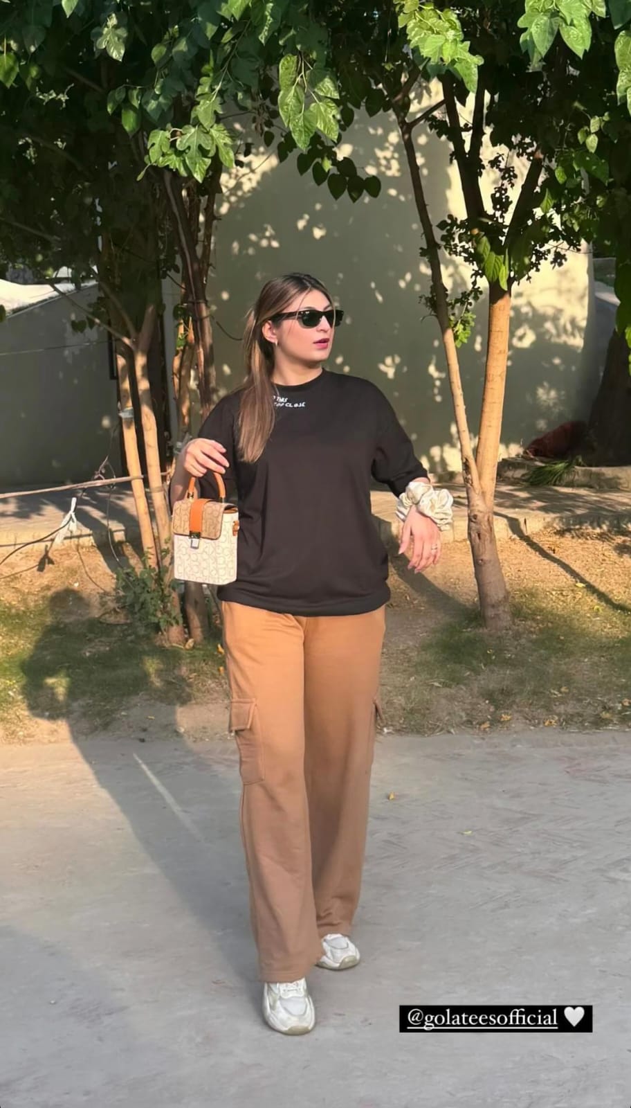 Black Oversized Tee & Cargo Cord Set