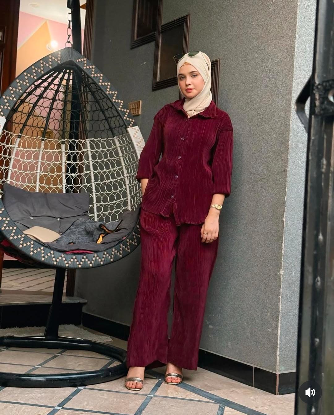 LUXURY PLEATED SILK CORDS SET FOR WOMEN