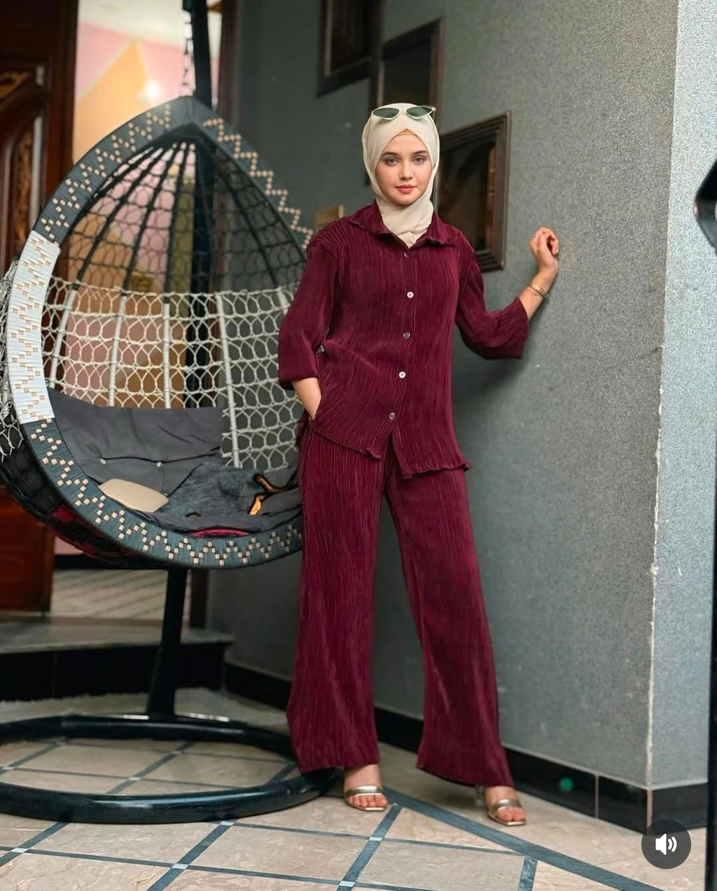 LUXURY PLEATED SILK CORDS SET FOR WOMEN