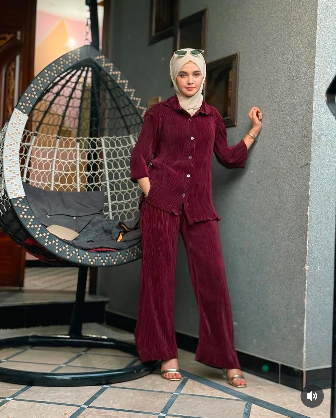 LUXURY PLEATED SILK CORDS SET FOR WOMEN